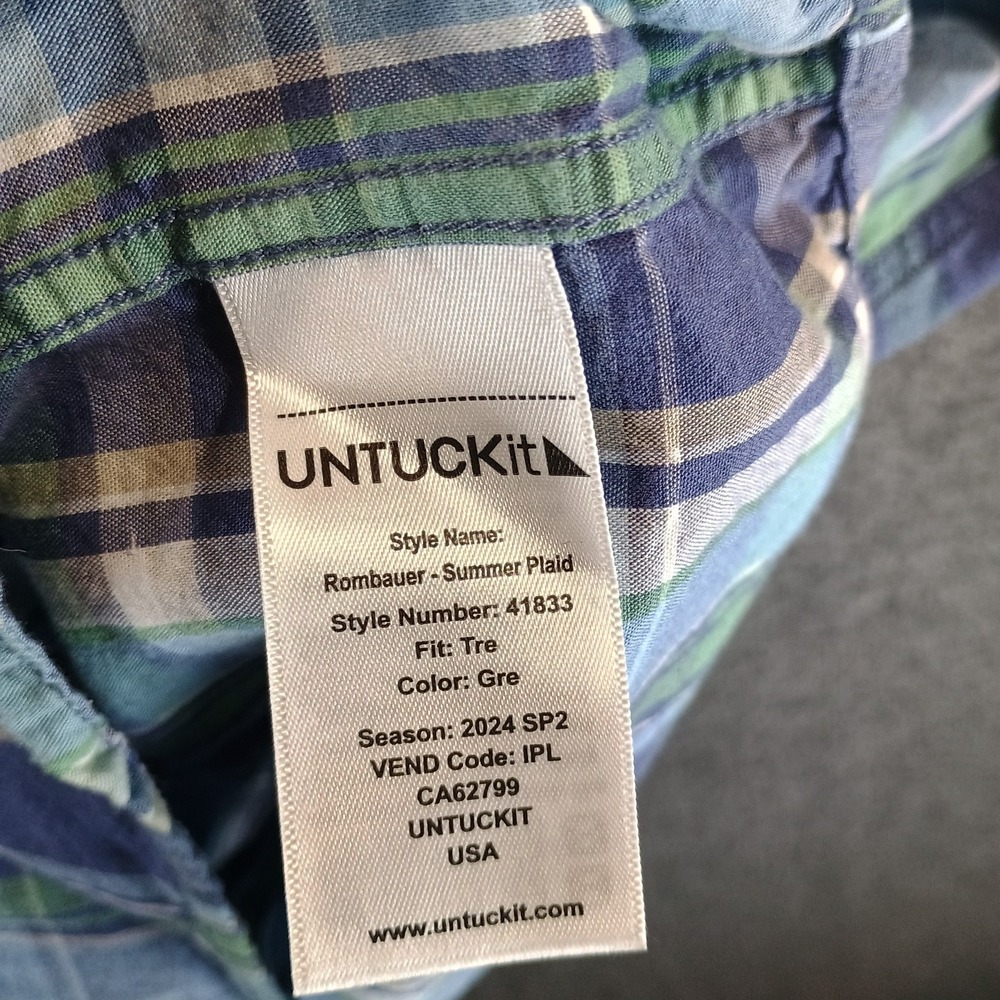Untuckit Summer Plaid Rombauer Shirt Long Sleeve Button Up Shirt Men Xxxl 3xl View 5